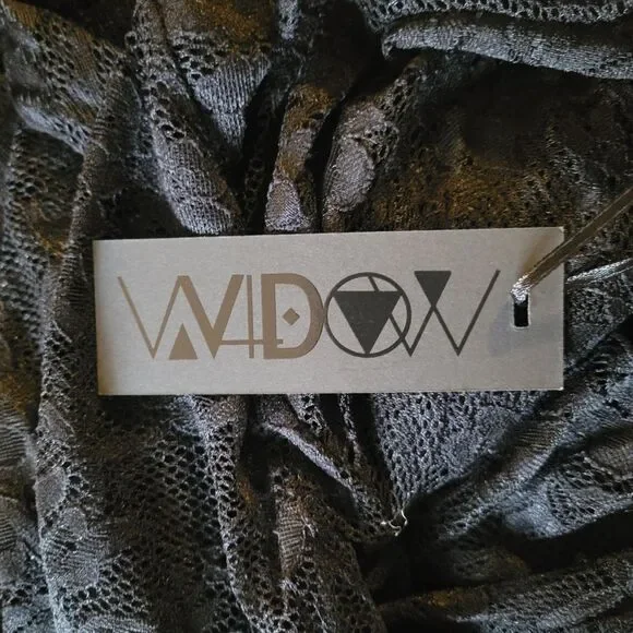 WIDOW Black Lace Gothic Grand Affair Maxi Dress Size M Sheer Romantic Goth Witch - Picture 12 of 13